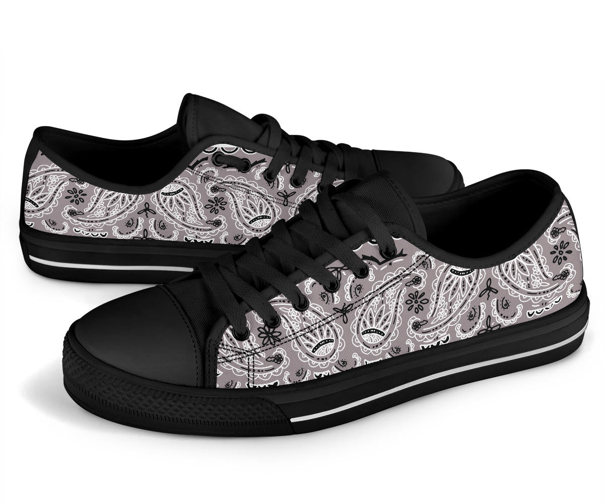 Canvas Low Top Sneakers - Bandana Style Classic Gray
