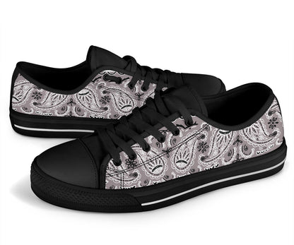 Canvas Low Top Sneakers - Bandana Style Classic Gray