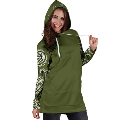 Army Green Bandana Hoodie Dress