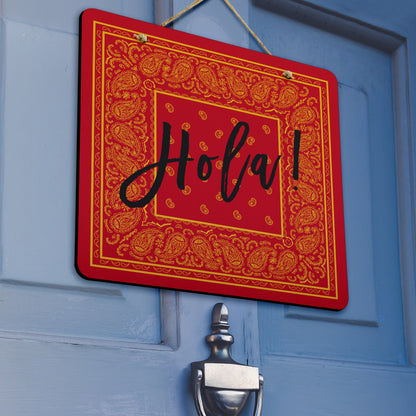 Welcome Red and Gold Bandana Sign
