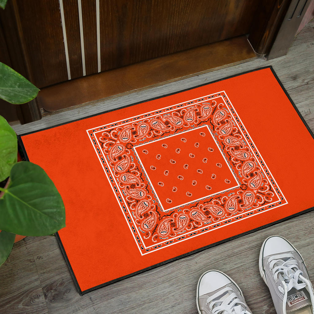 Perfect Orange Bandana Door Mats