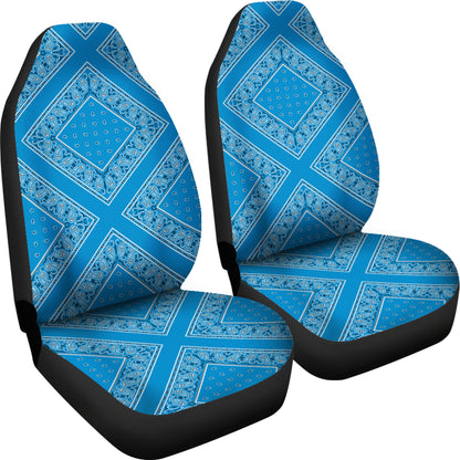 Sky Blue Bandana Car Seat Covers - Diamond