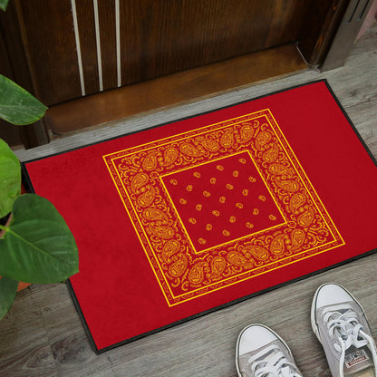 Red and Gold Bandana Door Mats