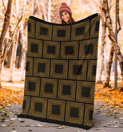 black and gold fleece bandana blanket