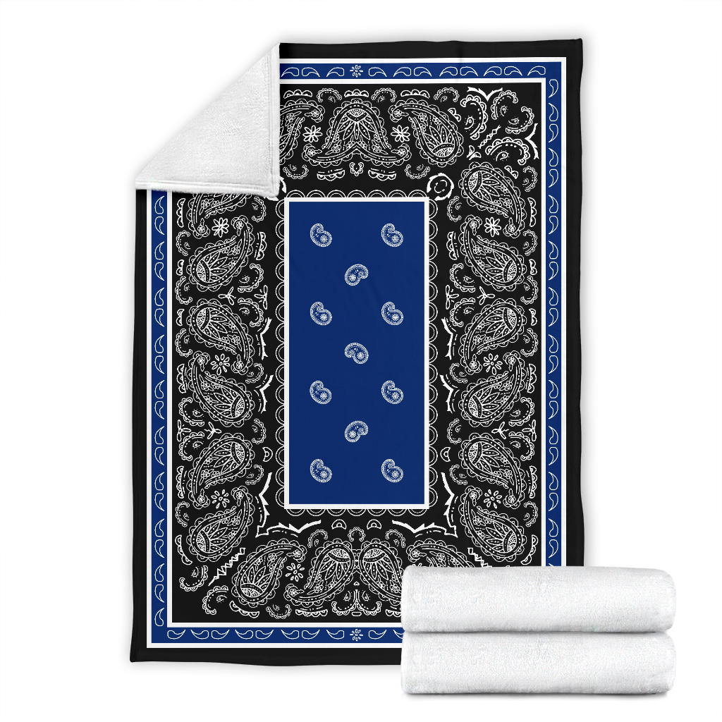 Blue and Black Bandana Throw Blankets