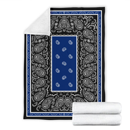 Blue and Black Bandana Throw Blankets