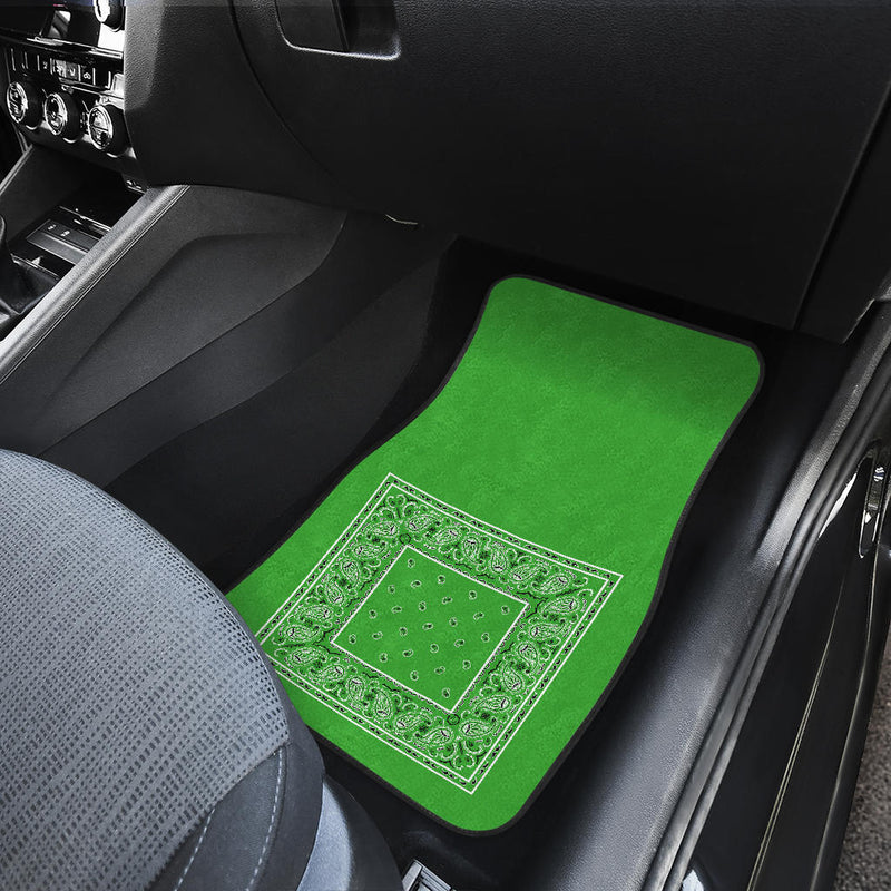 Quad Lime Green Bandana Car Floor Mats - Minimal