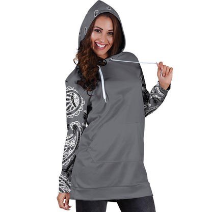 Gray Bandana Hoodie Dress front