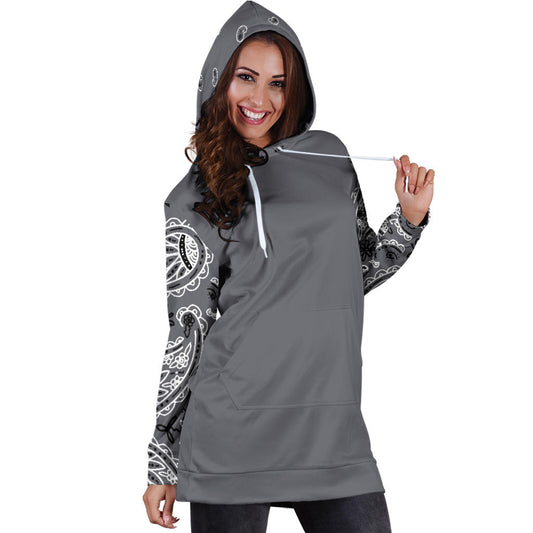 Gray Bandana Hoodie Dress front