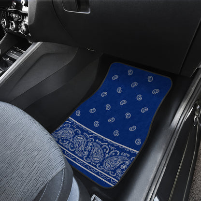 Quad Blue and Gray Bandana Car Mats - Fancy