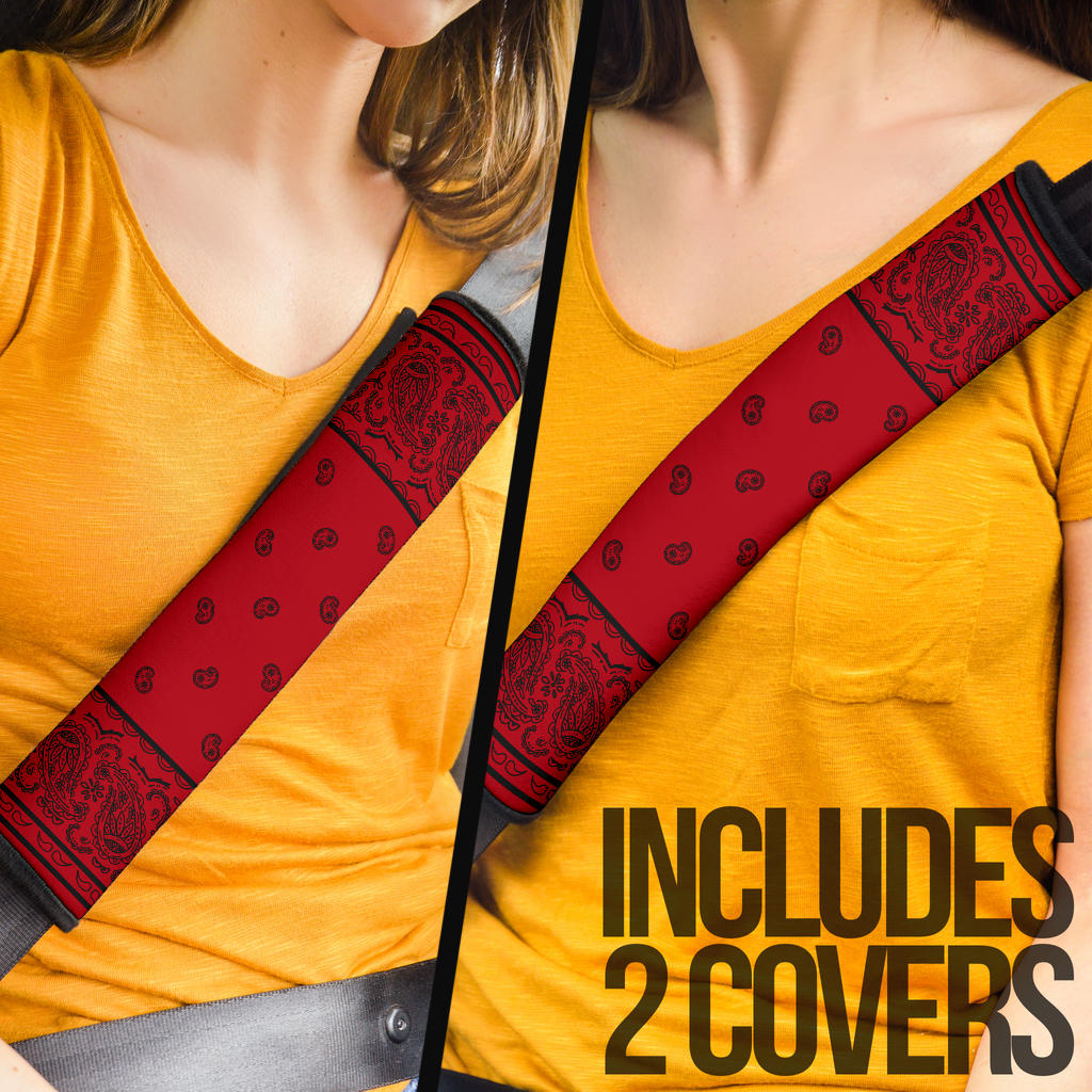 Red and Black Bandana Seat Belt Covers - 3 Styles