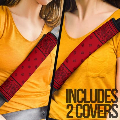 Red and Black Bandana Seat Belt Covers - 3 Styles