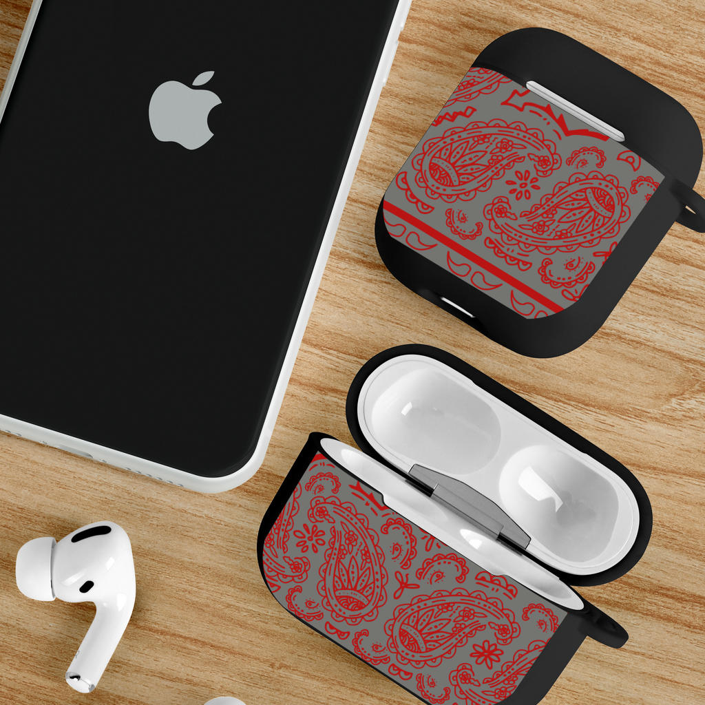 gray and red bandana AirPod Case cover