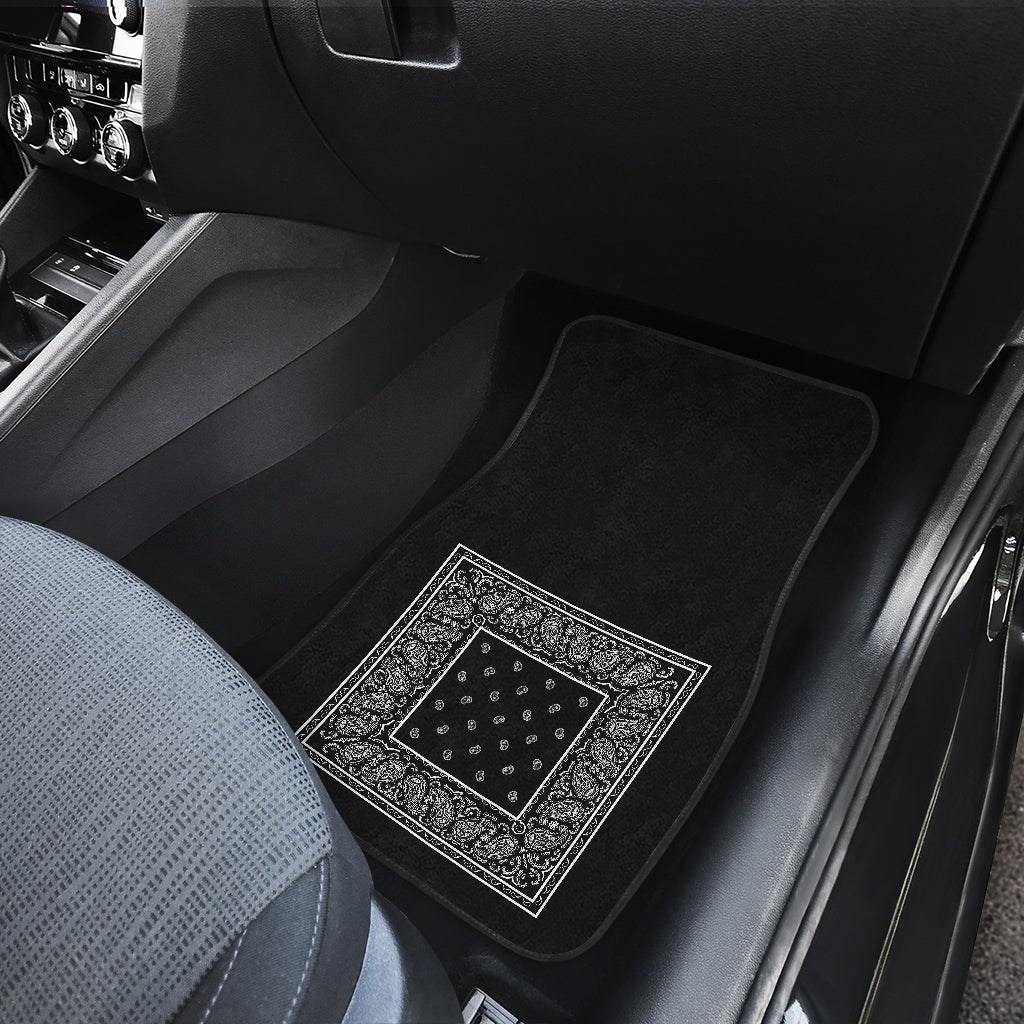 Dual Black Bandana Car Mats - Minimal