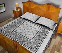 Silver Gray Bandana Bed Quilts with Shams
