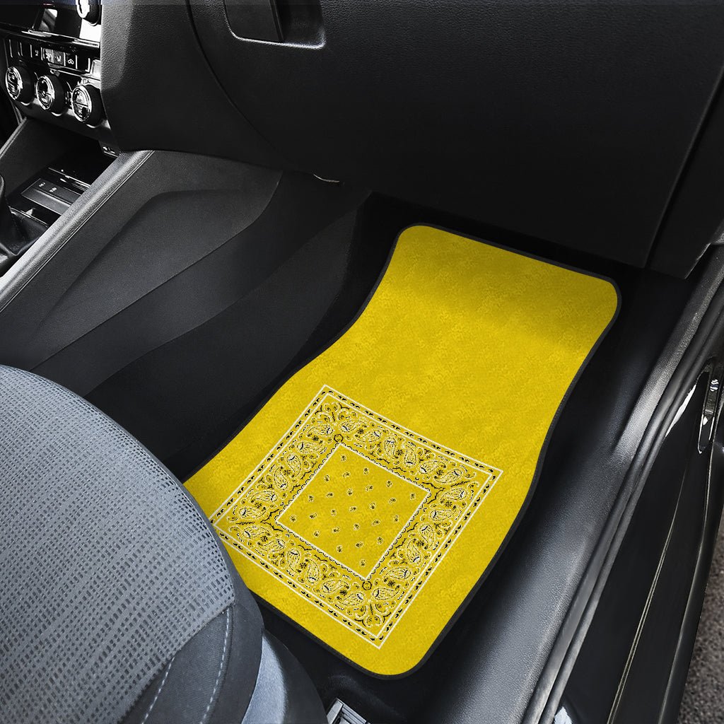 Dual Sunshine Yellow Bandana Car Mats - Minimal