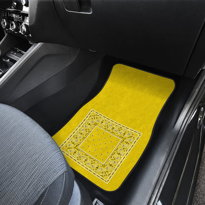 Dual Sunshine Yellow Bandana Car Mats - Minimal