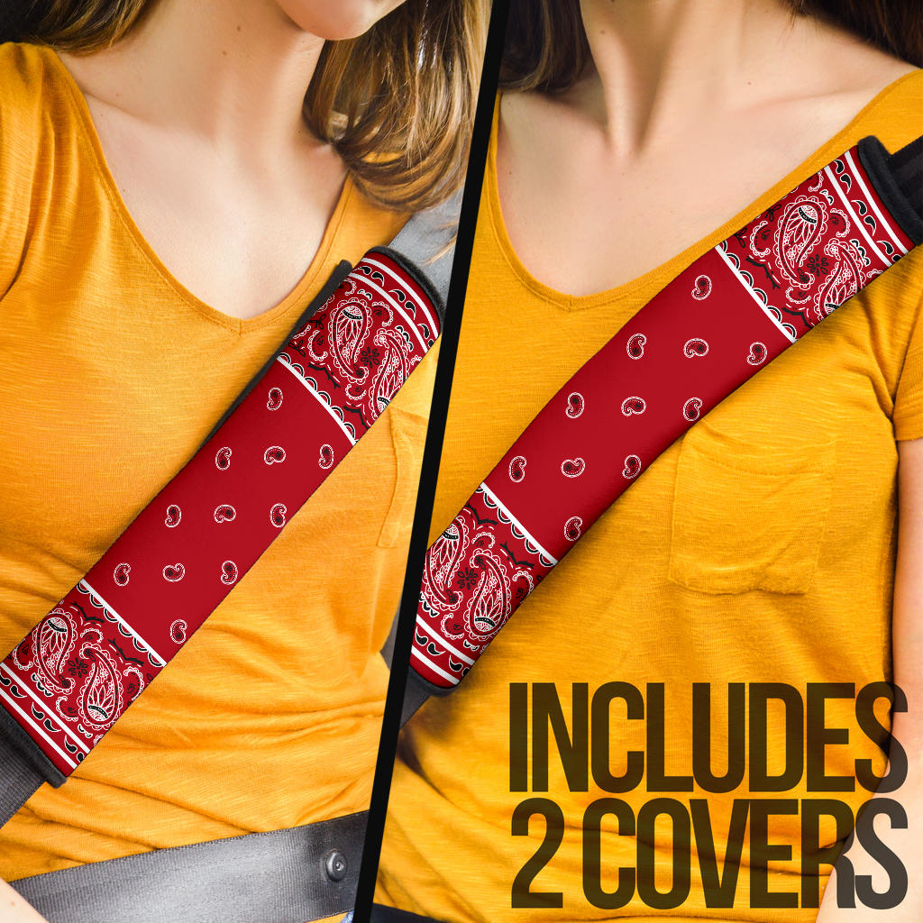 Classic Red Bandana Seat Belt Covers - 3 Styles