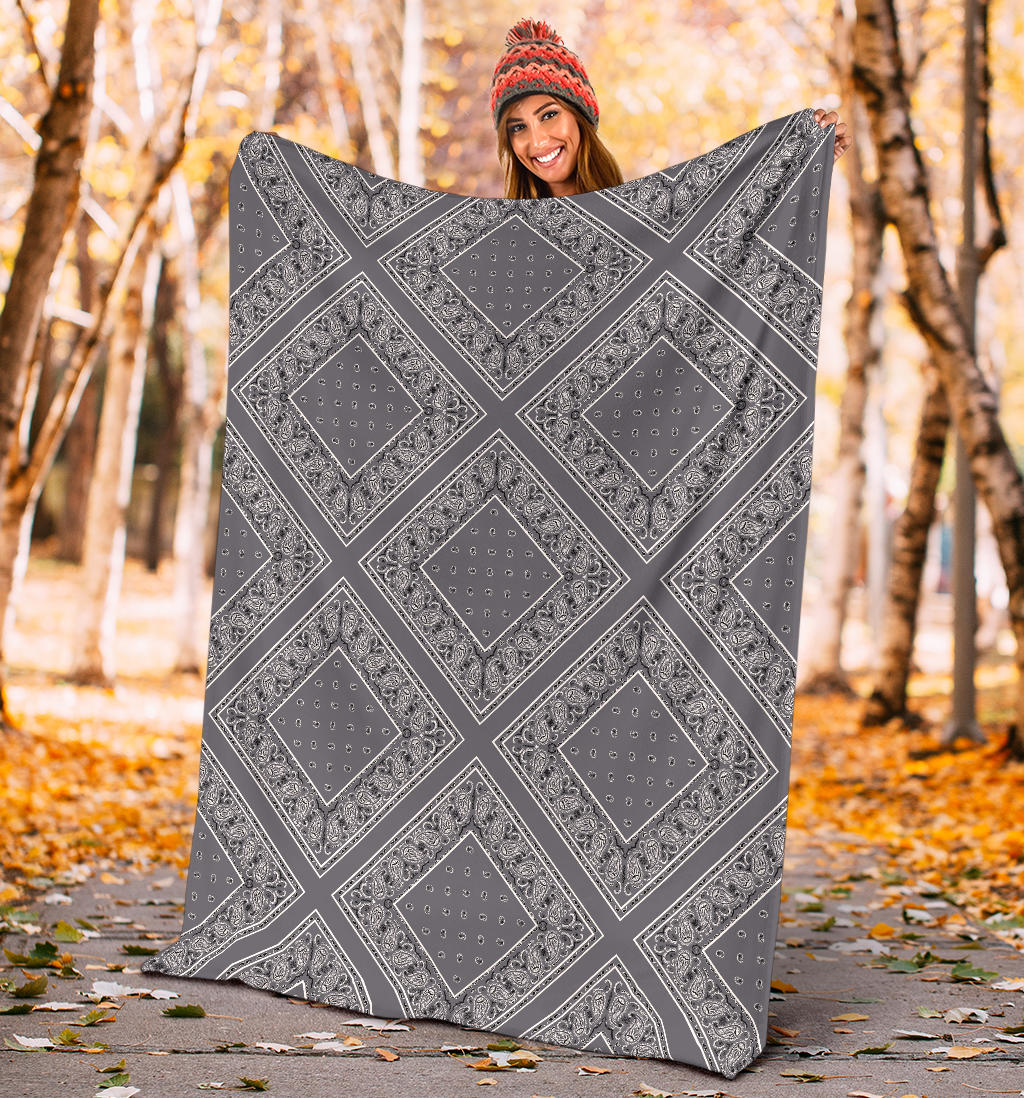 Gray Bandana Diamond Throw Blankets