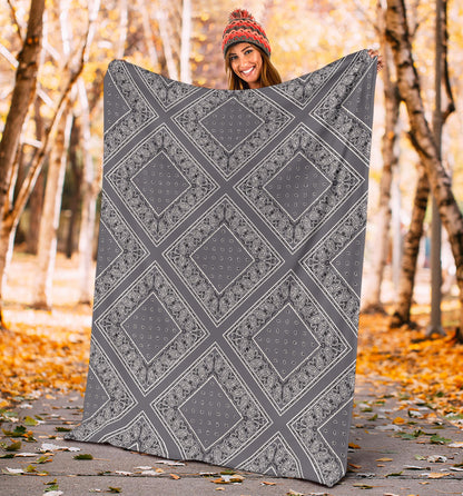 Gray Bandana Diamond Throw Blankets