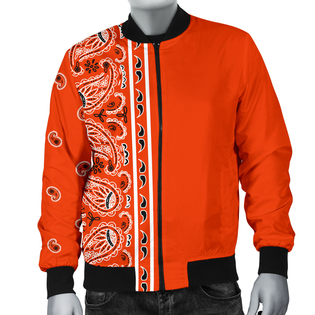 Asymmetrical Perfect Orange Bandana Men's Bomber Jacket