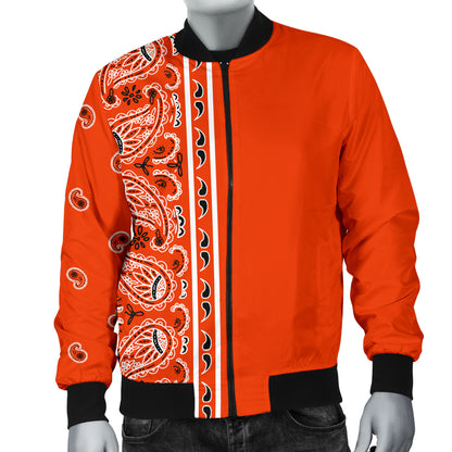 Asymmetrical Perfect Orange Bandana Men's Bomber Jacket
