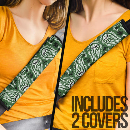 Classic Green Bandana Seat Belt Covers - 3 Styles
