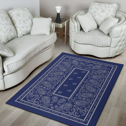 Blue and Gray Bandana Area Rugs - Fitted