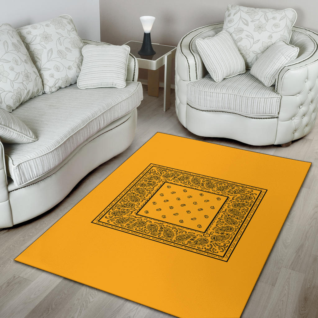Gold and Black Bandana Area Rugs - Minimal