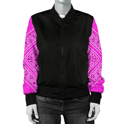 Women's Abruptly Pink Bandana Sleeved Bomber Jacket