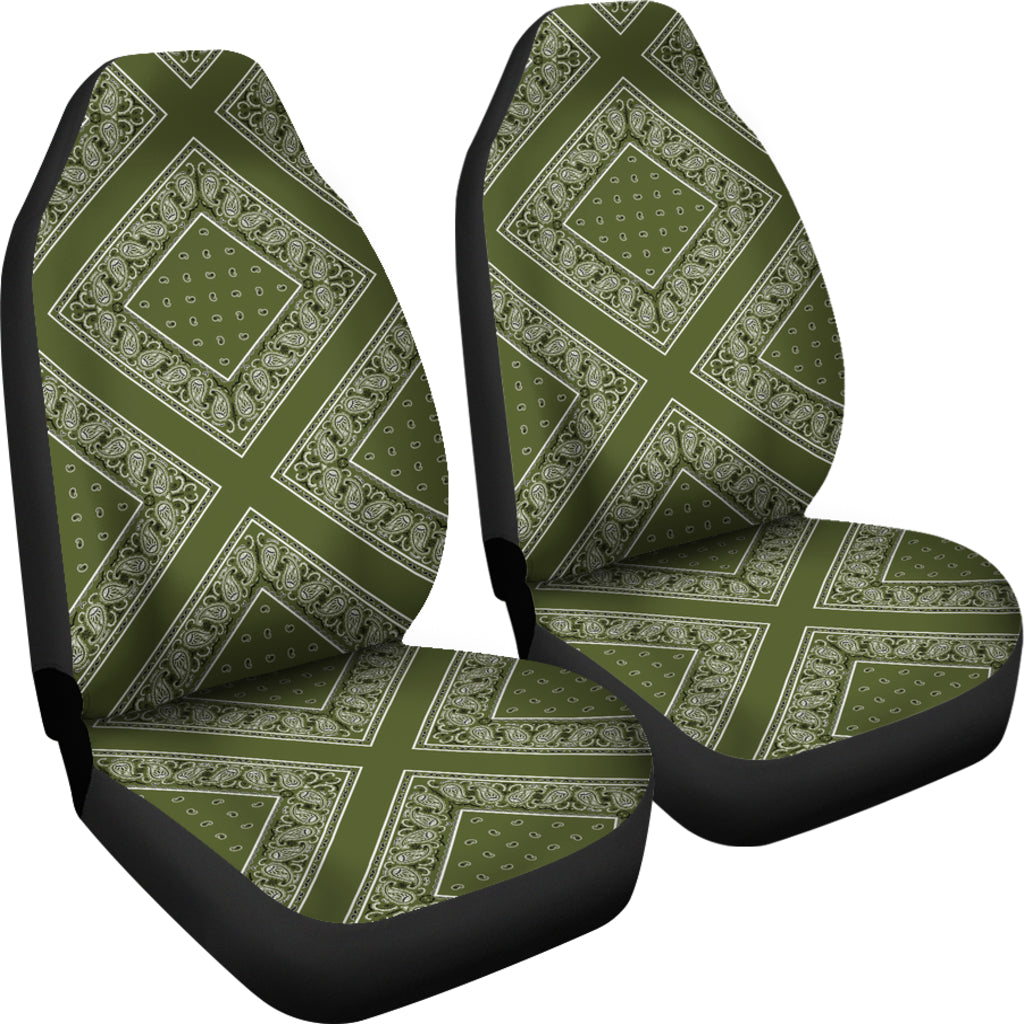 Army Green Bandana Car Seat Covers - Diamond