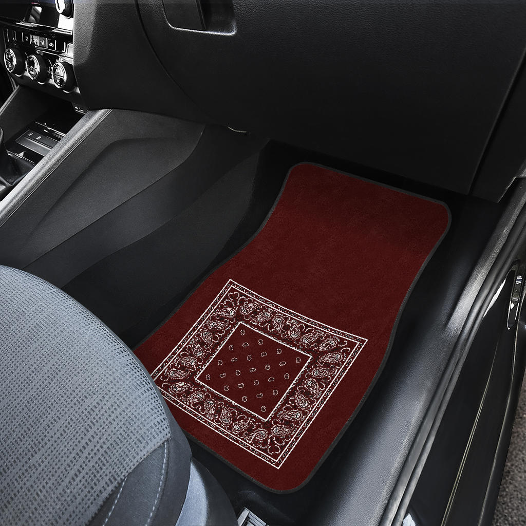 Quad Burgundy Bandana Car Mats - Minimal