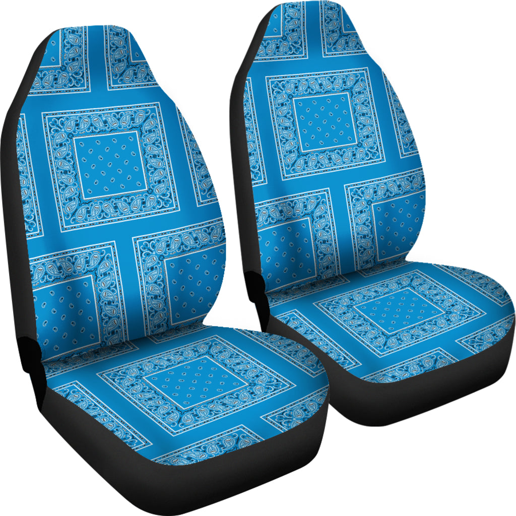 Sky Blue Bandana Car Seat Covers - Patch