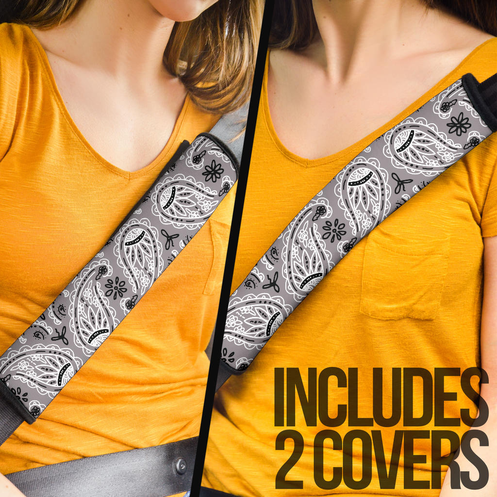 Classic Gray Bandana Seat Belt Covers - 3 Styles