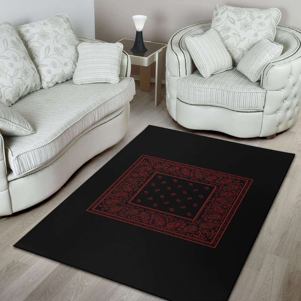 Black and Red Bandana Area Rugs - Minimal