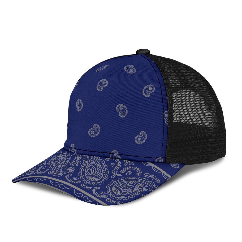 blue and gray bandana cap