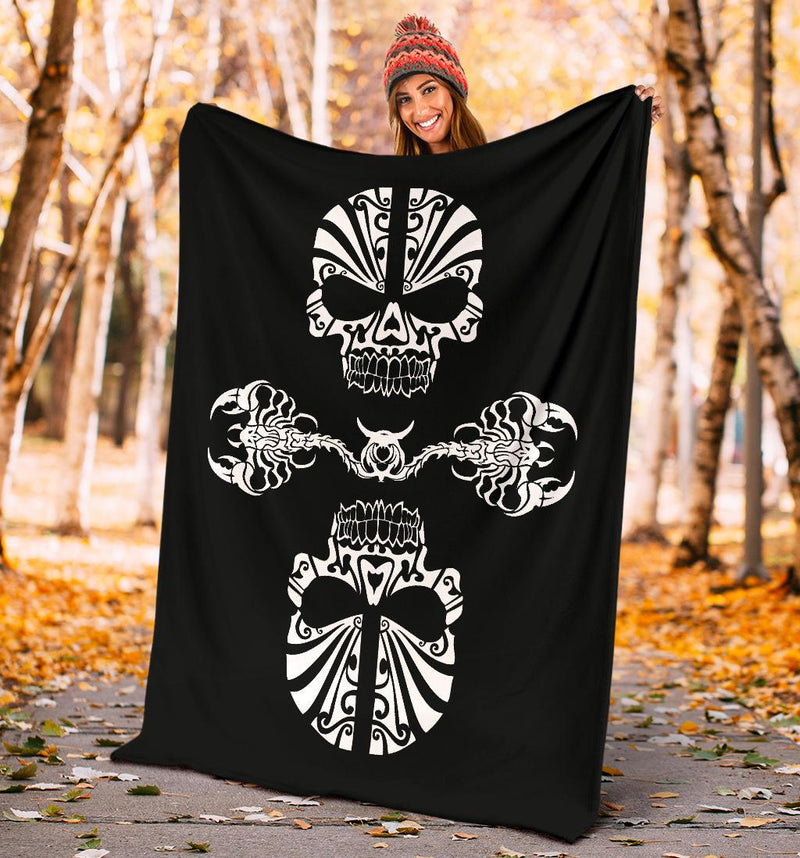 Skulls and Scorpions Tribal Tattoo Blanket