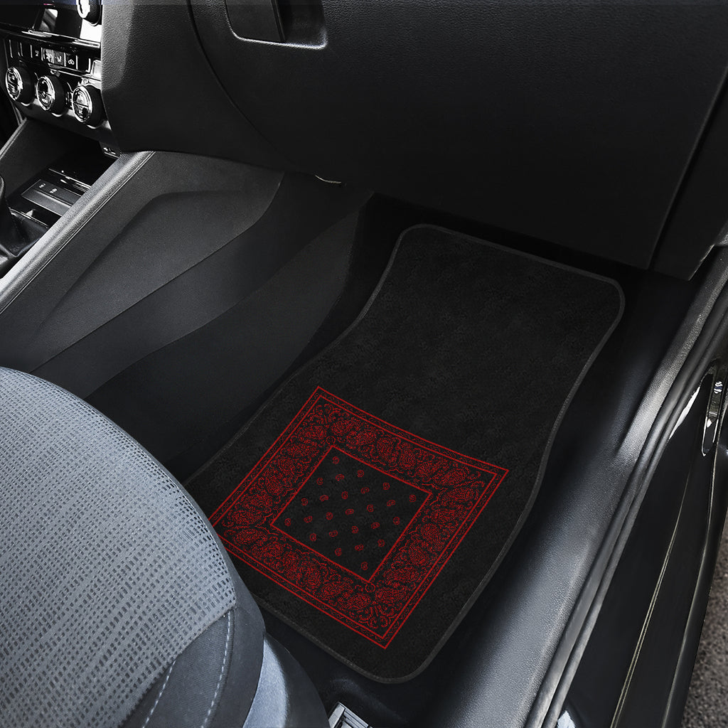 Quad Black and Red Bandana Car Mats - Minimal