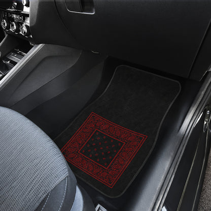 Quad Black and Red Bandana Car Mats - Minimal