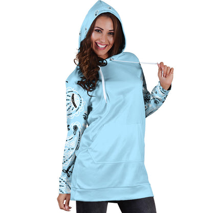 Light Blue Bandana Hoodie Dress