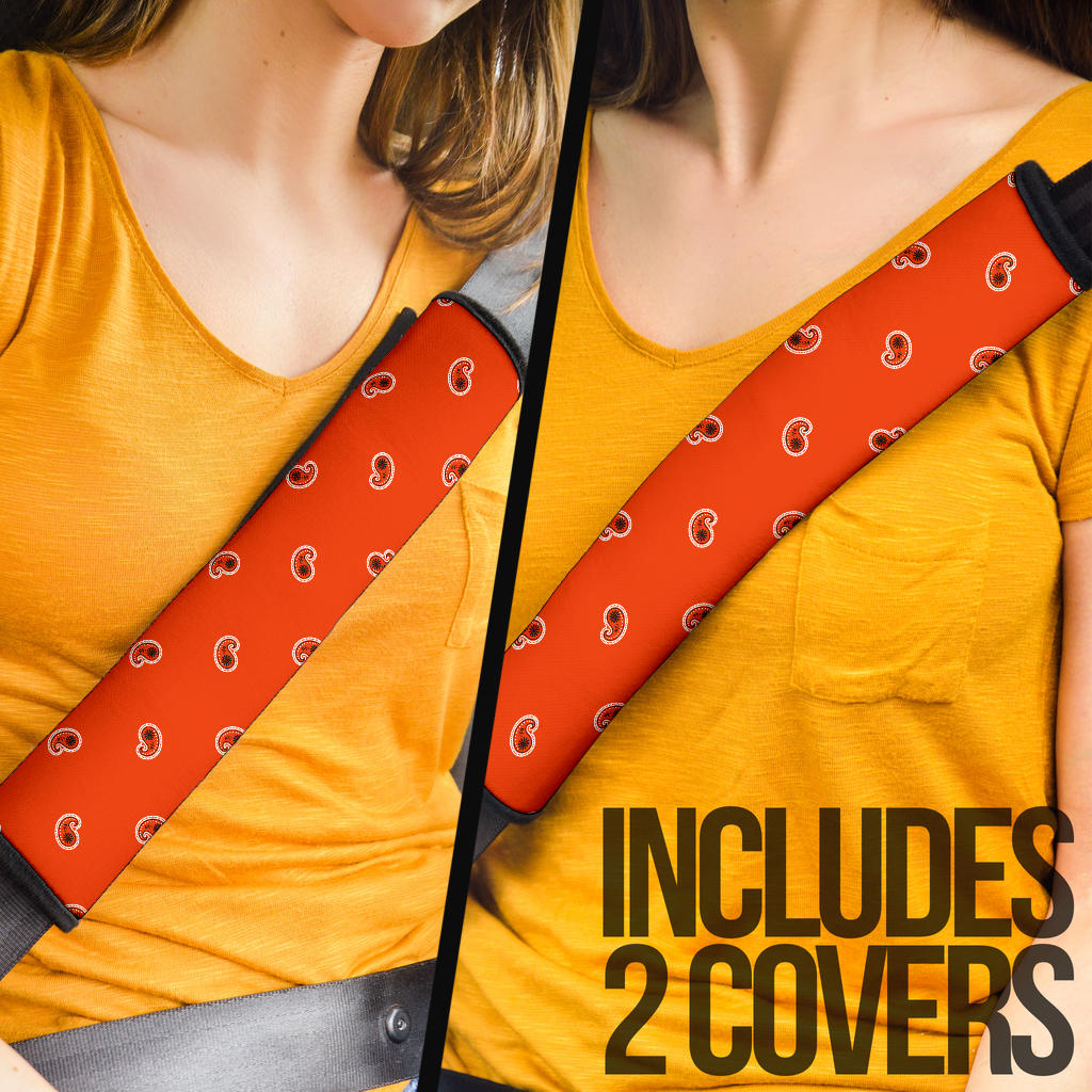 Perfect Orange Bandana Seat Belt Covers - 3 Styles