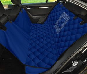 blue and gray bandana pet seat cover
