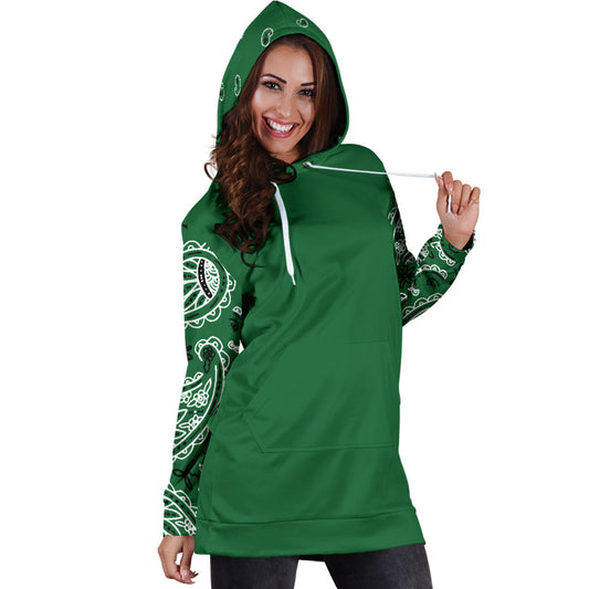 Classic Green Bandana Hoodie Dress