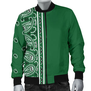 Asymmetrical Classic Green Bandana Men's Bomber Jacket