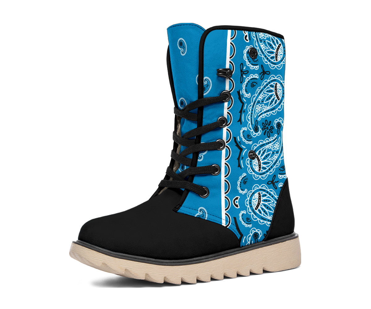 Sky Blue Bandana Women's Winter Boots