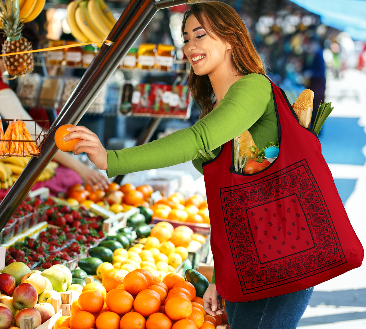 Red and Black Bandana Grocery Bag 3-Pack