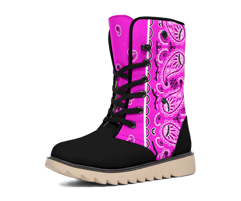 women's pink bandana snow boots