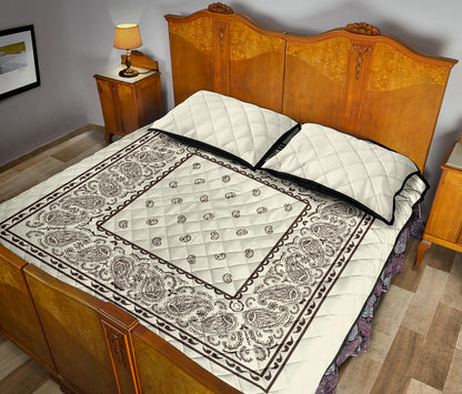 Quilt Set - Cream and Brown Bandana Quilt w/Shams