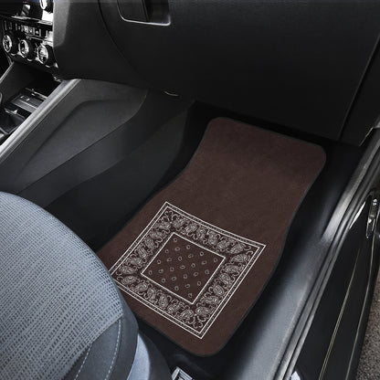 Quad Coffee Brown Bandana Car Mats - Minimal