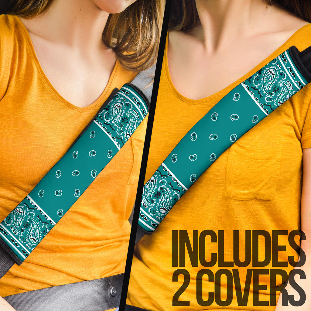 Teal Bandana Seat Belt Covers - 3 Styles
